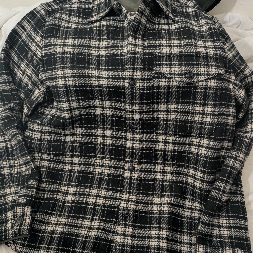 Todd Snyder Black and White Plaid shirt Large Brand New